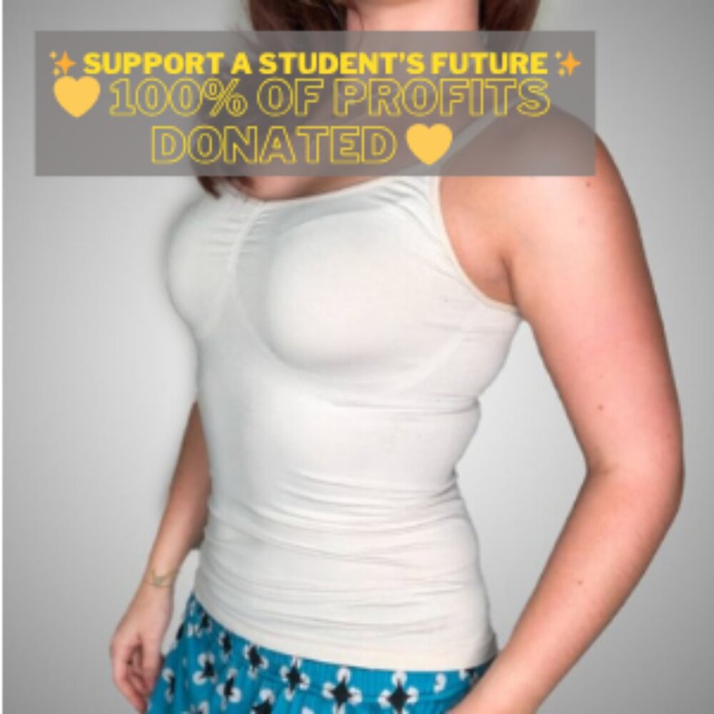 Support Education – White Tank Top S/M (All Profits Donated)